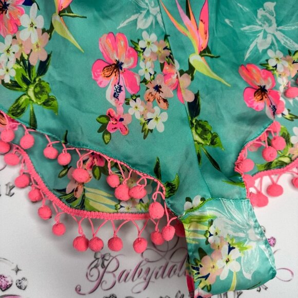Victoria’s Secret shorts 🌺 floral printed neon with pom-poms fluff ball details - Picture 7 of 10